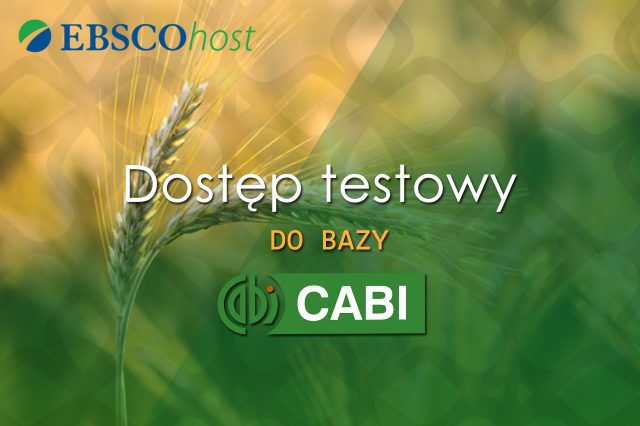 Dostęp testowy do bazy CABi. Niebiesko-zielone logo EBSCOhost.